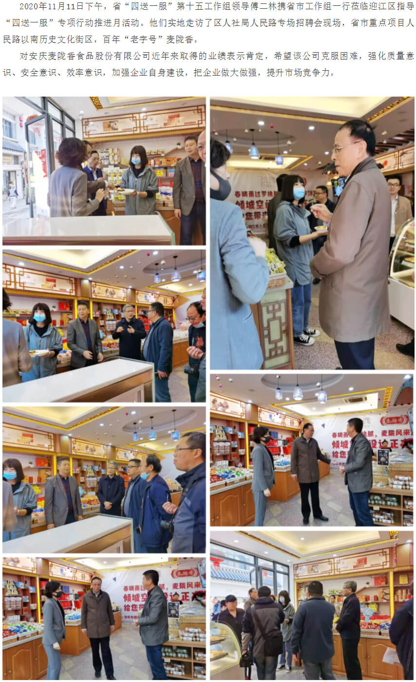 省“四送一服”第十五工作組領(lǐng)導(dǎo)傅二林攜省市工作組一行蒞臨迎江區(qū)指導(dǎo)“四送一服”專項行動